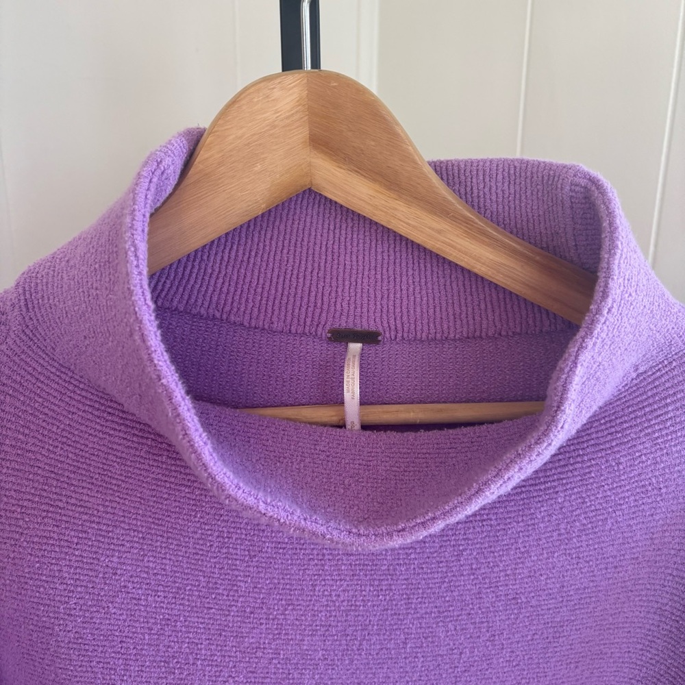 Free People Women’s Small Lilac Ottoman Slouchy Ribbed Oversized Tunic Sweater